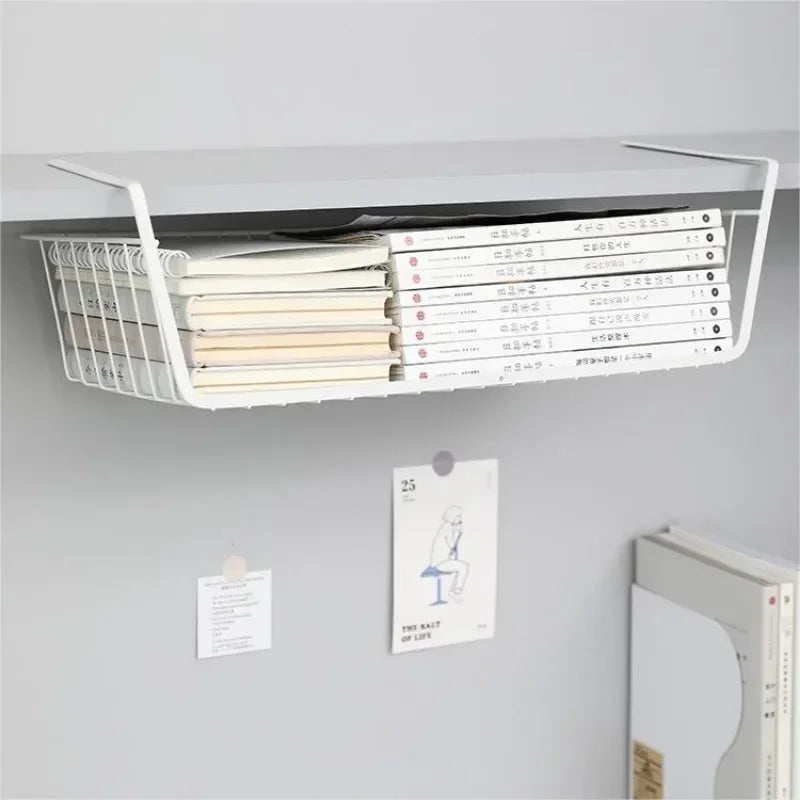 Under-Shelf Hanging Storage Basket – White