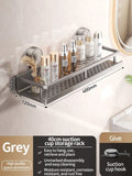No-Drill Suction Cup Bathroom Shelf – Grey 40cm