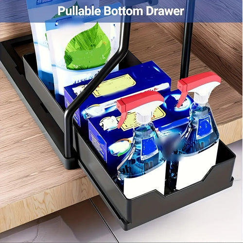 2-Tier Pull-Out Under Sink Organizer – Black