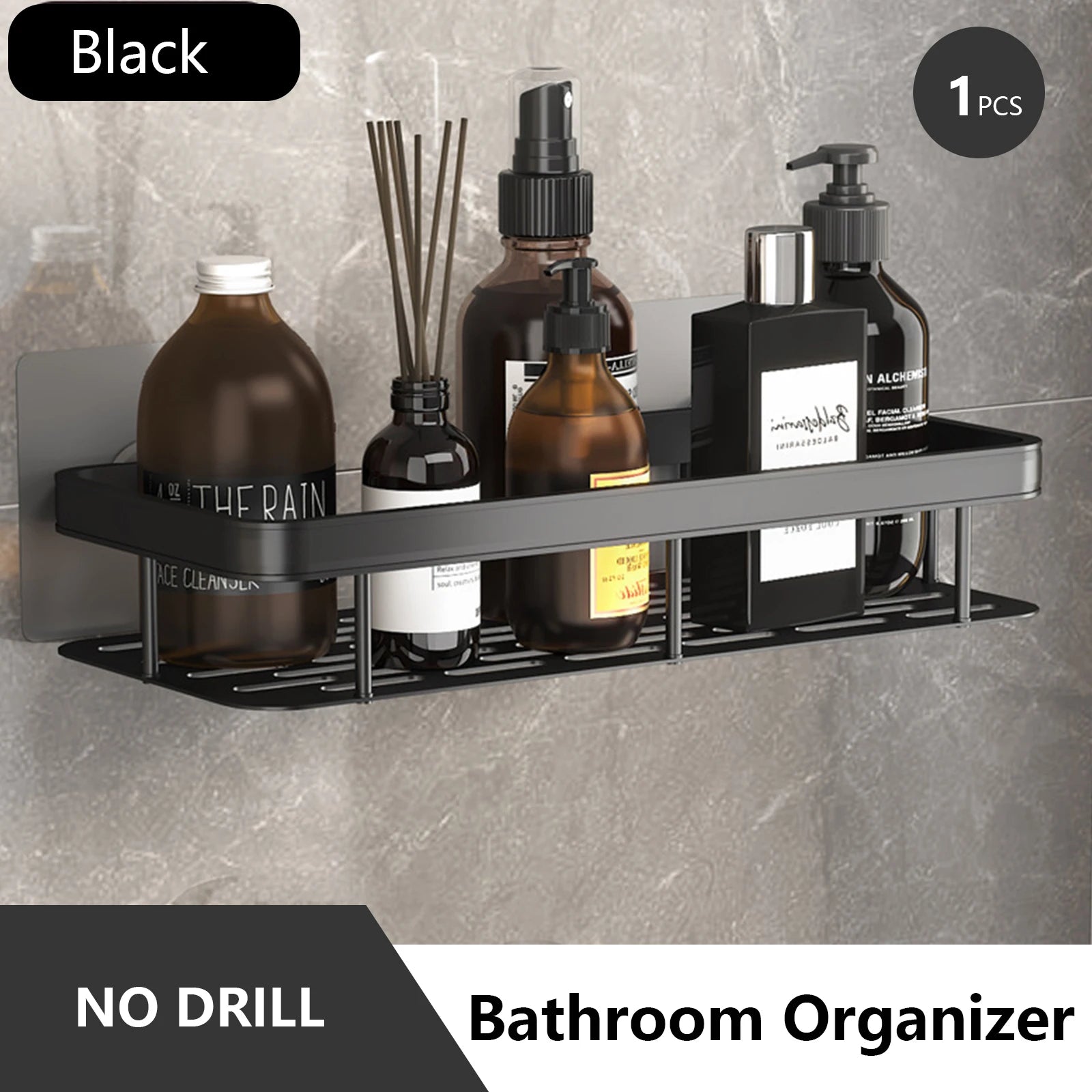 Stainless Steel Corner Bathroom Shelf – Black