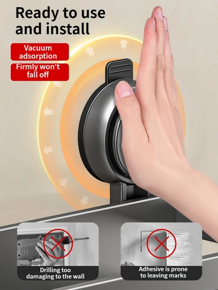 No-Drill Suction Cup Bathroom Shelf – Grey 40cm