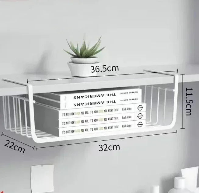Under-Shelf Hanging Storage Basket – White