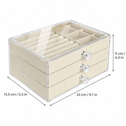 Jewelry organizer box dimensions 23 x 13.5 x 11 cm (9.1 x 5.3 x 4.3 in)